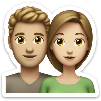 Pale couple with brown hair green eyes sticker