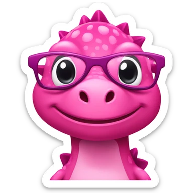 Pink dinosaur with pink glasses and pink bow sticker