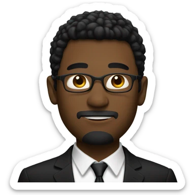 Black circle with a man with a black suit on, with a black top hap sticker