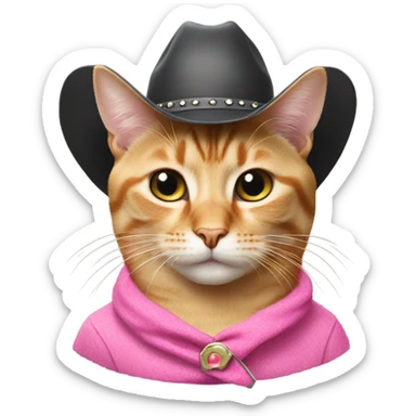 Cat with pink cowgirl hat  sticker