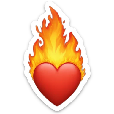 Heart in fire sticker