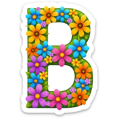 bold number 7 densely covered and almost entirely made up of prominent colorful flowers sticker