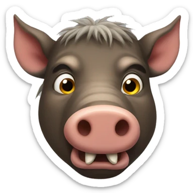 boar that is bitting its lips sticker