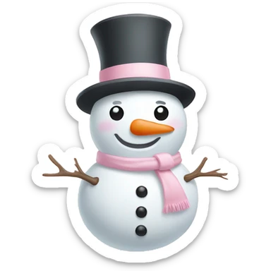 Cute white and light pink snowman sticker