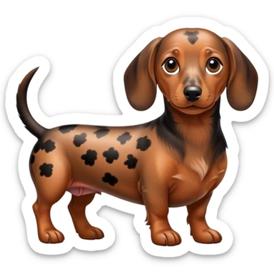 brown and black spotted dachshund  sticker