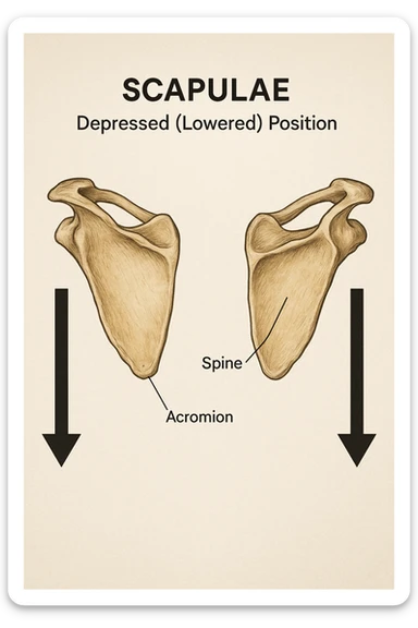 Scapole che vanno in giù depresse, viste anatomicamente. Fallo capire magari con frecce in basso sticker