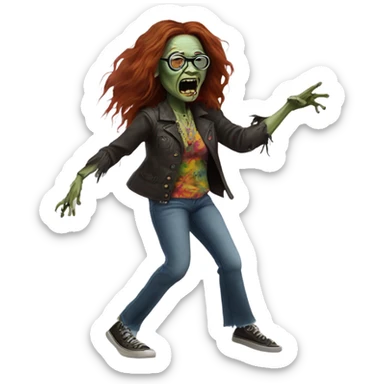  janis joplin zombie  dancing (wearing circle glasses) sticker