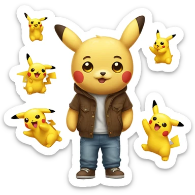 Cute Teddybear with pikachu sticker