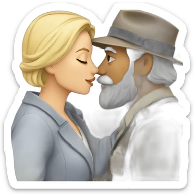 older India bearded detective kissing older blonde bearded detective  sticker