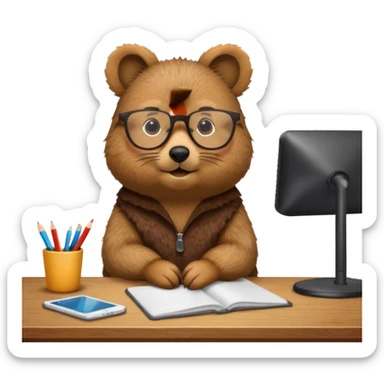 work with desktop quokka wearing glasses sticker