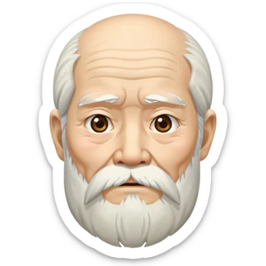 Old japanese man with white long beard, who looks very wise sticker