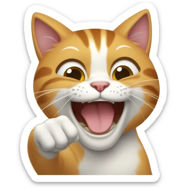 laughing cat point finger sticker