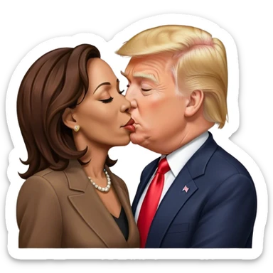 Trump and Kamala kissing sticker