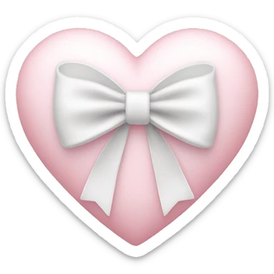 Pastel pink heart with white bow sticker