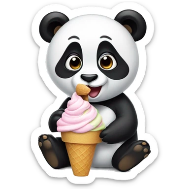 Panda eating ice cream sticker
