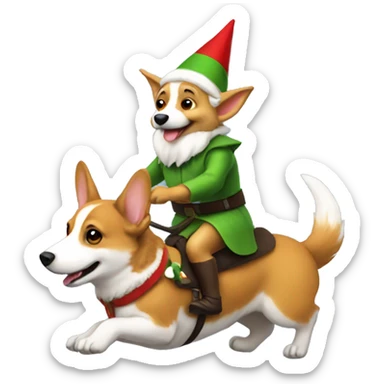 Elf riding a corgi sticker