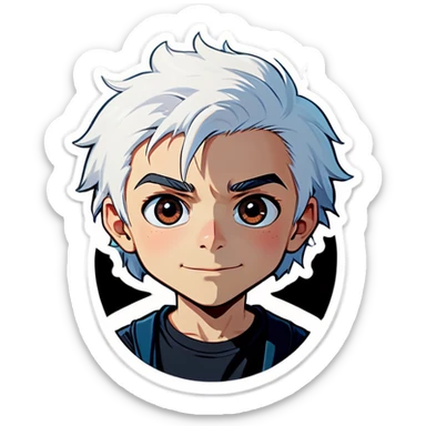 boy with white hair portrait sticker