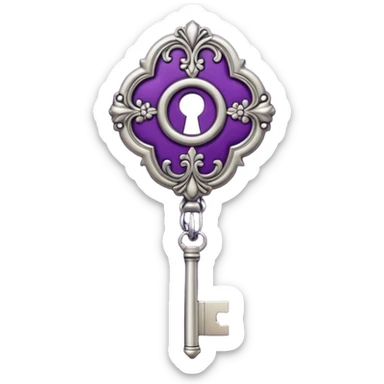 room key with antique silver purple leather sticker