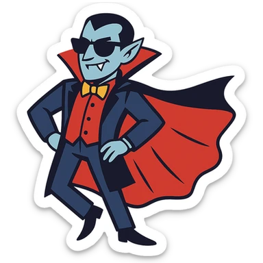 cool Dracula, stylish and modern, sunglasses, confident pose sticker