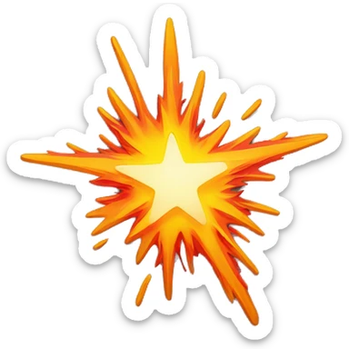 A cartoon-styled representation of a collision. Depicted as a star-like, red-and-orange-and-yellow fiery burst, generally with one point extending to the bottom right. sticker