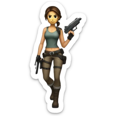 Lara Croft with a Gun sticker