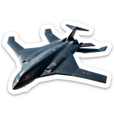 B-2 Spirit bomber - Northrop B-2 (Model Year: 2021) (Iconic colour: Stealth black) - A sleek, stealth bomber with smooth, angular contours and a matte jet-black finish. Emphasize a futuristic, minimalist design with a seamless fuselage, low-profile wings, and an overall intimidating stealth aesthetic. sticker