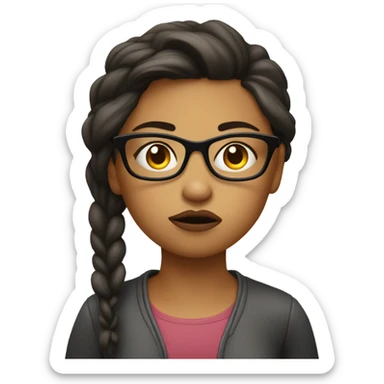 Girl with glasses pouting sticker