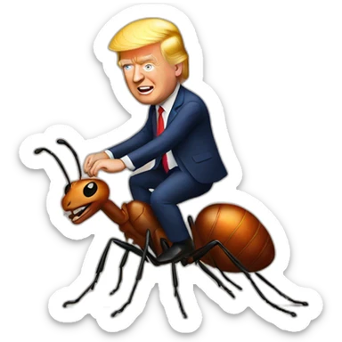 Trump riding an ant sticker