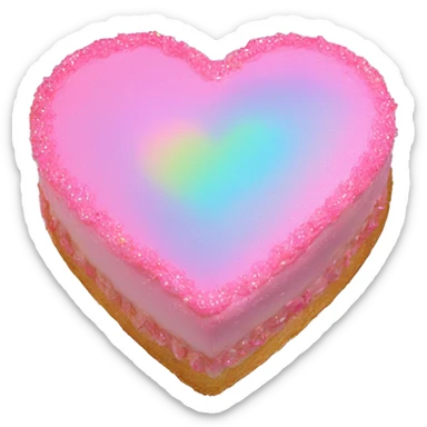 Iridescent heart shaped cake sticker
