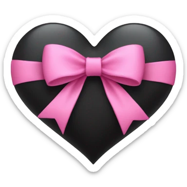 A black heart with a pink bow sticker