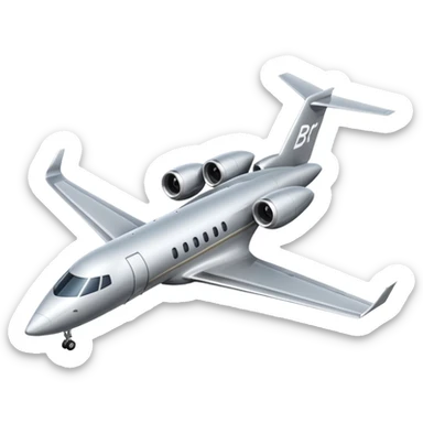 Private jet taking off with initials "BR"  on the tail sticker