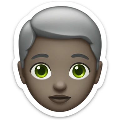 WhatsApp infant emoji with grey skin and green eyes sticker