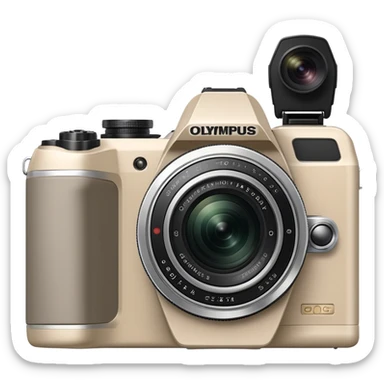 Extremely abstract Olympus Superzoom 70G camera, grayish-beige color, just the silhouette outline with no internal details sticker