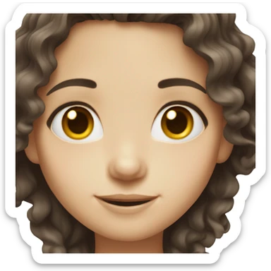 white Skin smiling girl with dark brown wavy hair  sticker