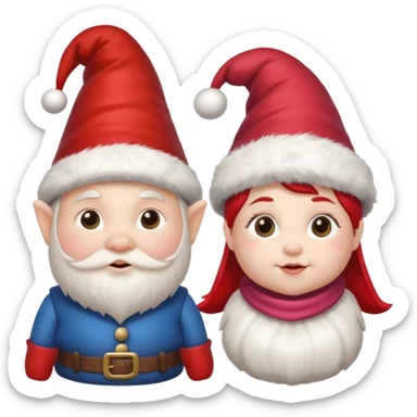 Gnomi natalizi maschio e femmina simpatici e Cicciotelli sticker