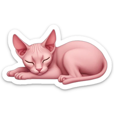 pink sphinx cat sleeping full body sticker
