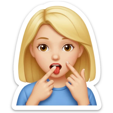 A girl biting her finger sticker