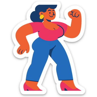 woman with exaggerated proportions sticker