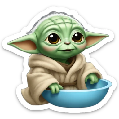 baby yoda abraçando um filhote de macaco e sorrindo sticker