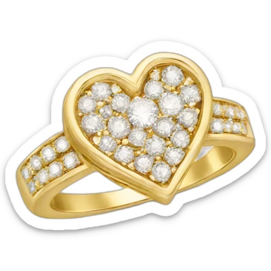 Diamond heart gold ring sticker