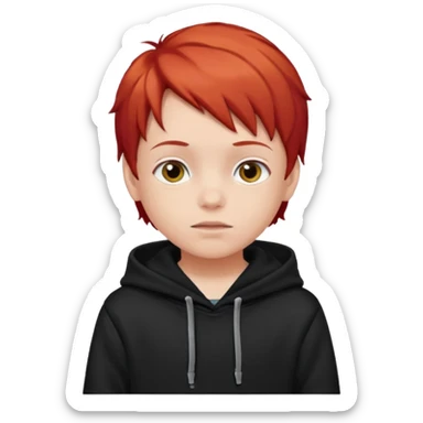 child with red hair and black hoodie sticker