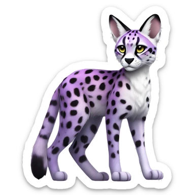 Epic Edgy Colorful Cool Cute Realistic Black White Purple ethereal Serval-Fionbri fursona full body sticker