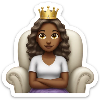 realistic girl on couch with princess crown sticker