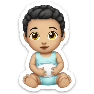 newborn baby black hair sticker