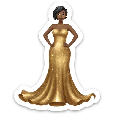 gold sparkly extravagant dress sticker