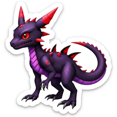Scaly Cute Badass Gloomy Dark Guilmon-Salandit-Umbreon-Fakémon-hybrid-creature (full body)  sticker