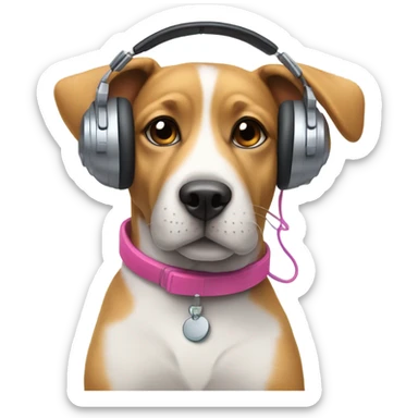 Dog with headphones  sticker