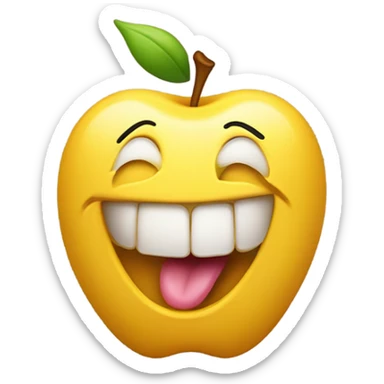 Typical apple yellow emoji sticking tongue out laughing into somebody’s face sticker