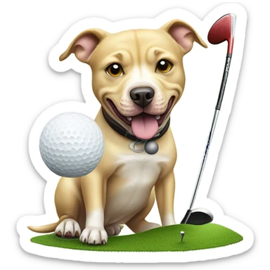 All blonde pitbull lab mix golfing sticker