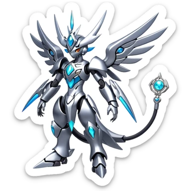 Shiny Futuristic Mechanical Glossy Celestial Godly Divine Metal-Fakemon-Pokemon-Digimon-Spectrobes-fusion, full body sticker